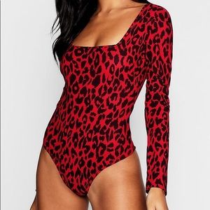 NEW!! Red and black leopard bodysuit  never worn